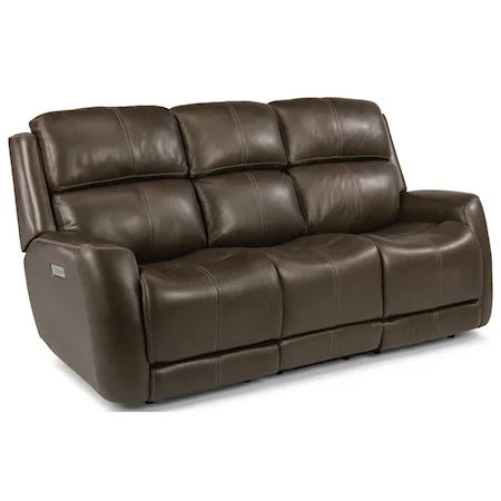 Casual Power Reclining Sofa with Power Headrest & Power Adjustable Lumbar Support